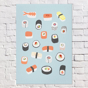 Toile Sushi Bleu Japonais