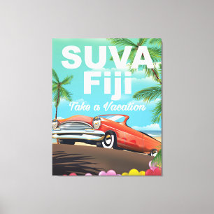 Toile Suva, Fidji affiche de vacances vintage