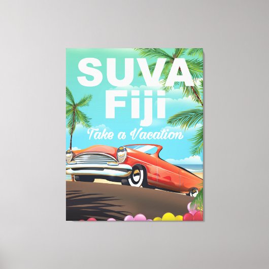 Toile Suva, Fidji affiche de vacances vintage (Recto)