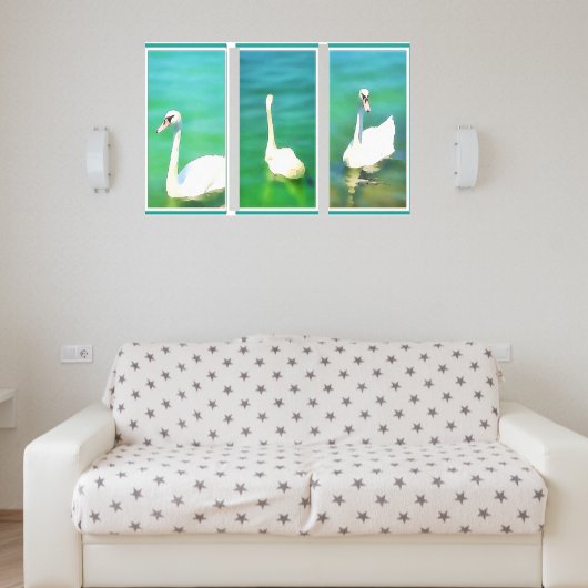Toile Swans au lac Balaton - triptyque