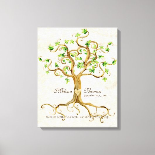 Toile Swirl Tree Roots Antiquité Crème Mariage Cadeau Ar (Recto)