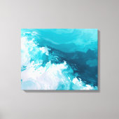 Toile Swirling Turquoise Waves Abstract Ocean Wave Art (Recto)