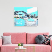 Toile Sydney Harbour Bridge bleu ciel avec yachts (Insitu(Salon))