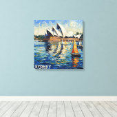 Toile Sydney Opera House Harbor Sailing Stretched Canvas (Insitu (Plancher de Bois))
