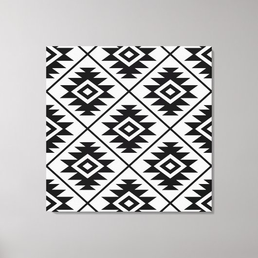 Toile Symbole aztèque Stylisé Big Ptn noir sur blanc (Recto)