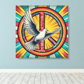 Toile Symbole Boho Retro Dove and Peace (Insitu (Plancher de Bois))