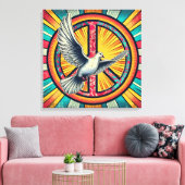 Toile Symbole Boho Retro Dove and Peace (Insitu(Salon))
