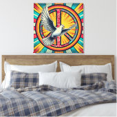 Toile Symbole Boho Retro Dove and Peace (Insitu(Chambre))
