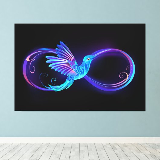 Toile Symbole de Neon Infinity par Glowing Hummingbird (Insitu (Plancher de Bois))
