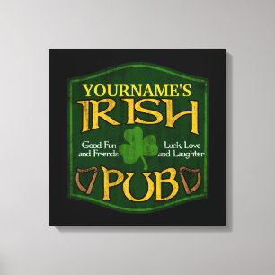 Toile Symbole de pub irlandais personnalisé