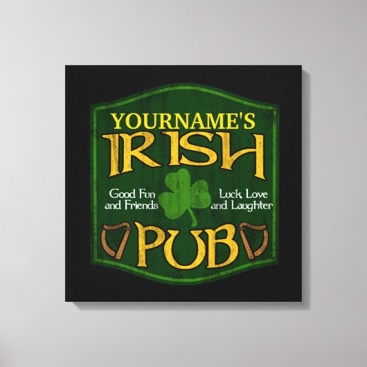 Toile Symbole de pub irlandais personnalisé (Recto)