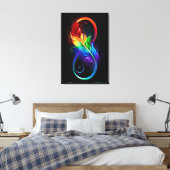 Toile Symbole d'infini avec plume arc-en-ciel (Insitu(Chambre))