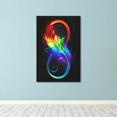 Toile Symbole d'infini avec plume arc-en-ciel (Insitu (Plancher de Bois))