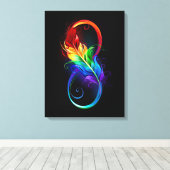 Toile Symbole d'infini avec plume arc-en-ciel (Insitu (Plancher de Bois))