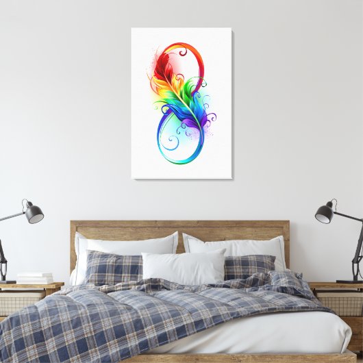 Toile Symbole d'infini avec plume arc-en-ciel (Insitu(Chambre))