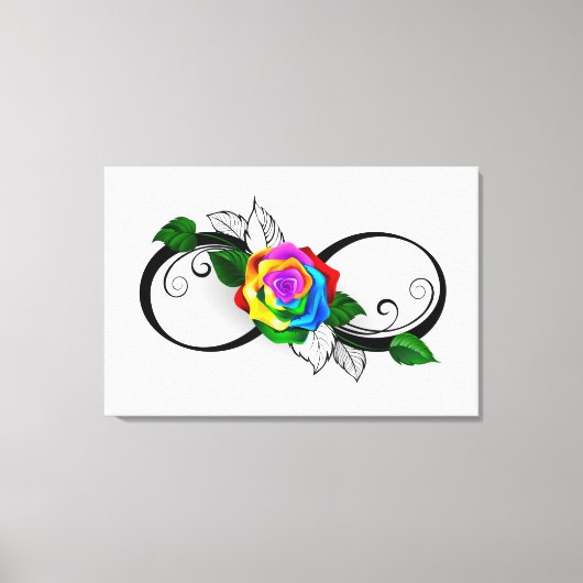 Toile Symbole d'infini avec Rose arc-en-ciel (Recto)