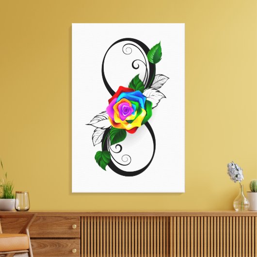 Toile Symbole d'infini avec Rose arc-en-ciel (Insitu(Salon))