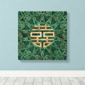 Toile Symbole Double Bonheur Or et Malachite (Insitu (Plancher de Bois))