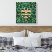 Toile Symbole Double Bonheur Or et Malachite (Insitu(Chambre))