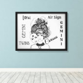 Toile Symbole et signe Zodiaque Gemini encadrés (Insitu (Plancher de Bois))
