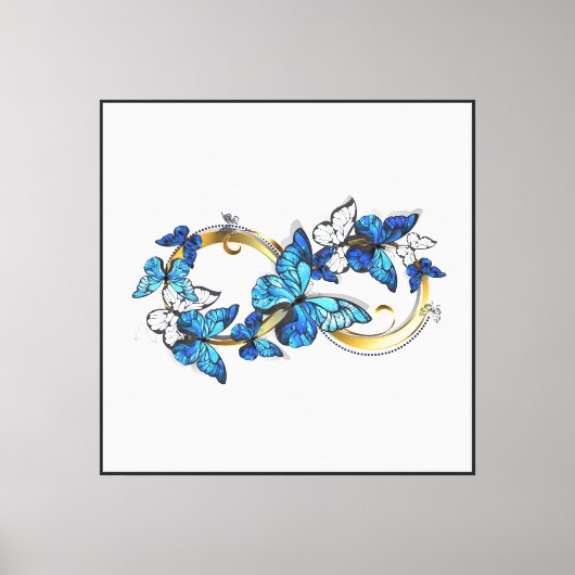Toile Symbole infini de papillons Morpho bleus (Recto)
