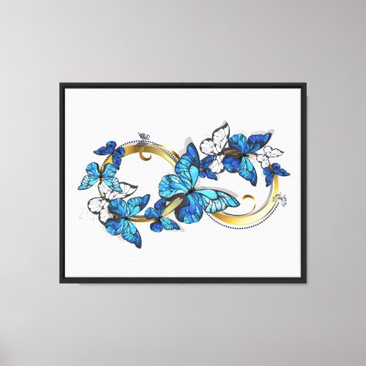 Toile Symbole infini de papillons Morpho bleus (Recto)