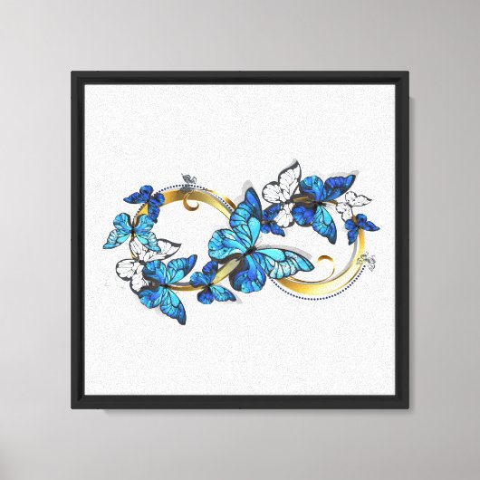 Toile Symbole infini de papillons Morpho bleus (Recto)