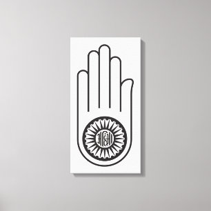 Toile Symbole jaïn d'Ahimsa (Main de non-violence)
