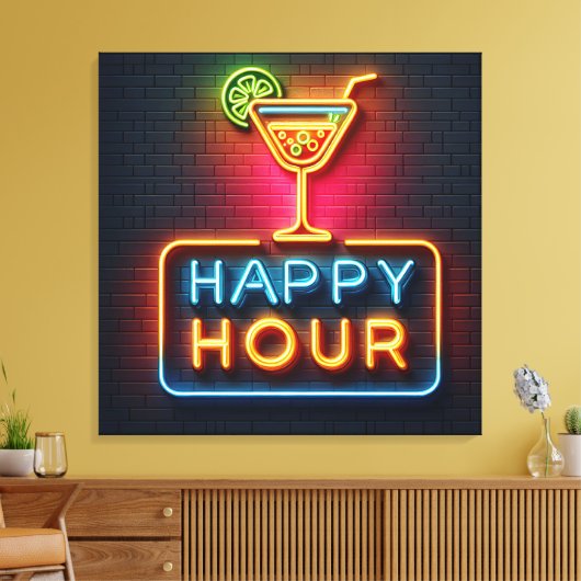 Toile SYMBOLE NEON Happy Hour (Insitu(Salon))