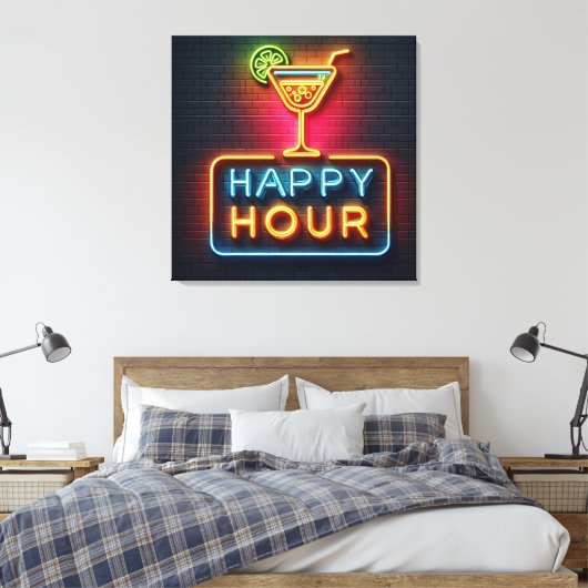 Toile SYMBOLE NEON Happy Hour (Insitu(Chambre))