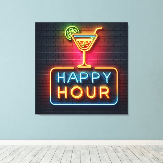 Toile SYMBOLE NEON Happy Hour (Insitu (Plancher de Bois))