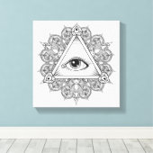 Toile Symbole pyramide des yeux Doodle 6 (Insitu (Plancher de Bois))