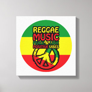 Toile Symbole Reggae et Paix avec citations positives