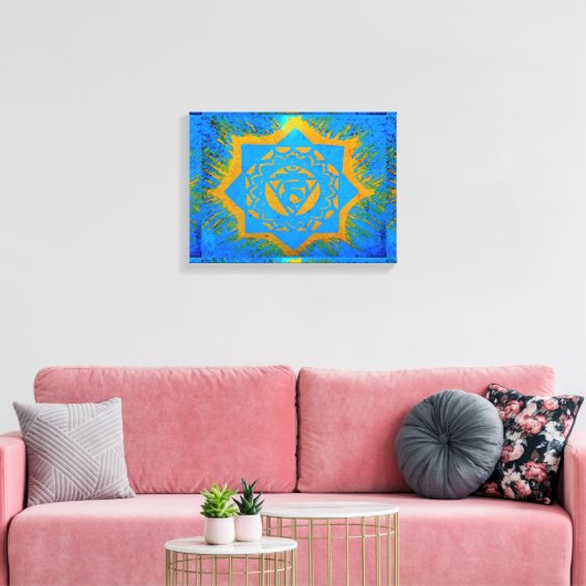 Toile symbole tantrique en or bleu (Insitu(Salon))