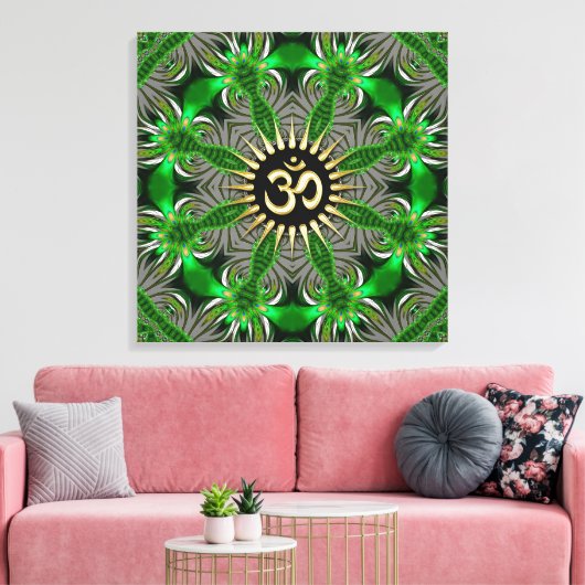Toile Symbole vert Om Or Mandala (Insitu(Salon))