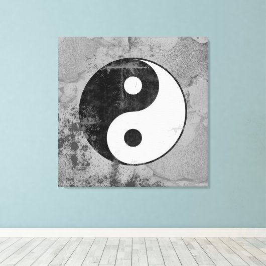 Toile Symbole Yin Yang en détresse (Insitu (Plancher de Bois))