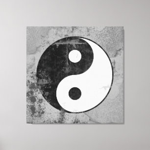 Toile Symbole Yin Yang en détresse