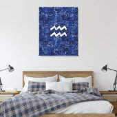 Toile Symbole Zodiaque Aquarius sur camo numérique bleu  (Insitu(Chambre))