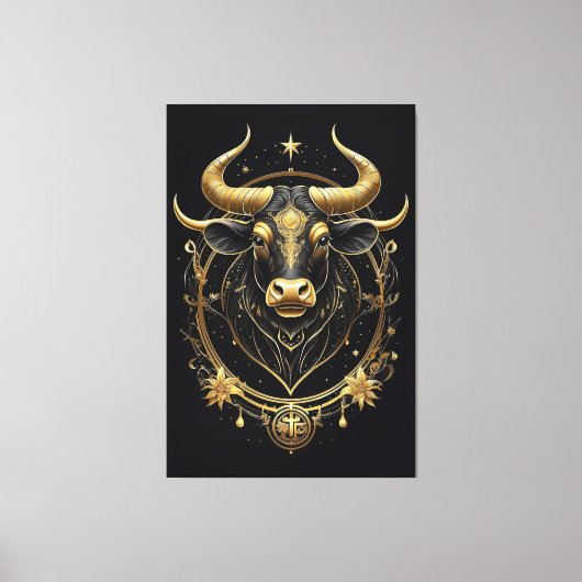 Toile Symbole zodiaque du Taurus d'or (Recto)