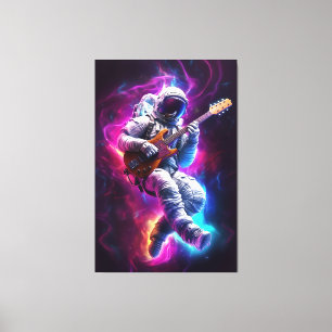 Toile Symphonie du vide Astronaute de Neon Cyberpunk
