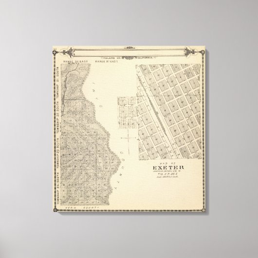 Toile T2124S R3637E Tulare Comté Carte de section (Recto)