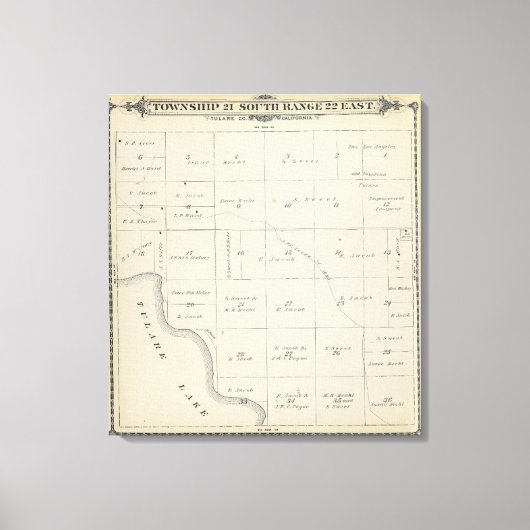 Toile T21S R22E Tulare Comté Plan de section (Recto)