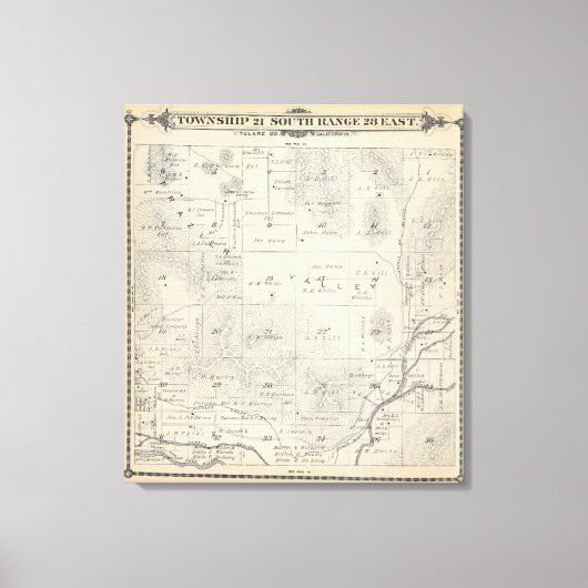 Toile T21S R28E Tulare Comté Plan de section (Recto)