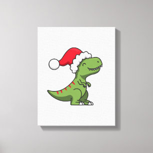 Toile T-Rex mignon avec chapeau de Père Noël – Dino de N