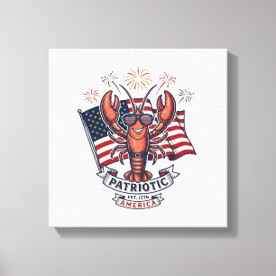 Toile T-Shirt_1 gravure vintage drapeau homard patriotiq
