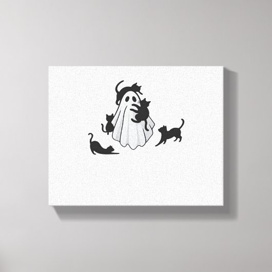 Toile T-shirt classique de chats noirs et fantômes (Recto)