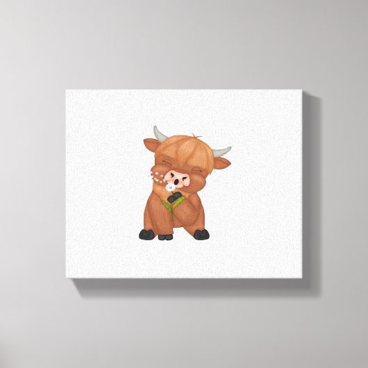 Toile T-shirt classique de la vache de Highland et du ch (Recto)