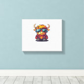 Toile T-shirt classique de la vache écossaise cool Highl (Insitu (Plancher de Bois))