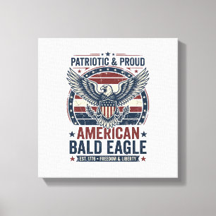 Toile T-Shirt décontracté vintage patriotique à tête d'a