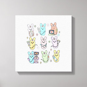 Toile T-shirt Groovy Bunnies Candy Échographie de Pâques